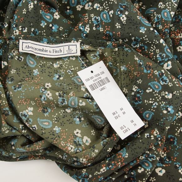 New Abercrombie & Fitch Long Sleeve Floral Green Paisley Shift Dress Womens L - Picture 9 of 11